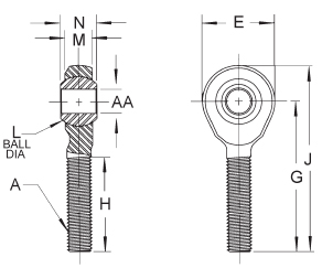 Rod End Ball Joint Male Thread Size R